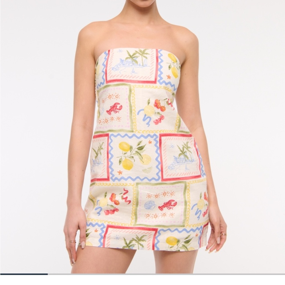 Abercrombie & Fitch Strapless Dress in Multicolor Print